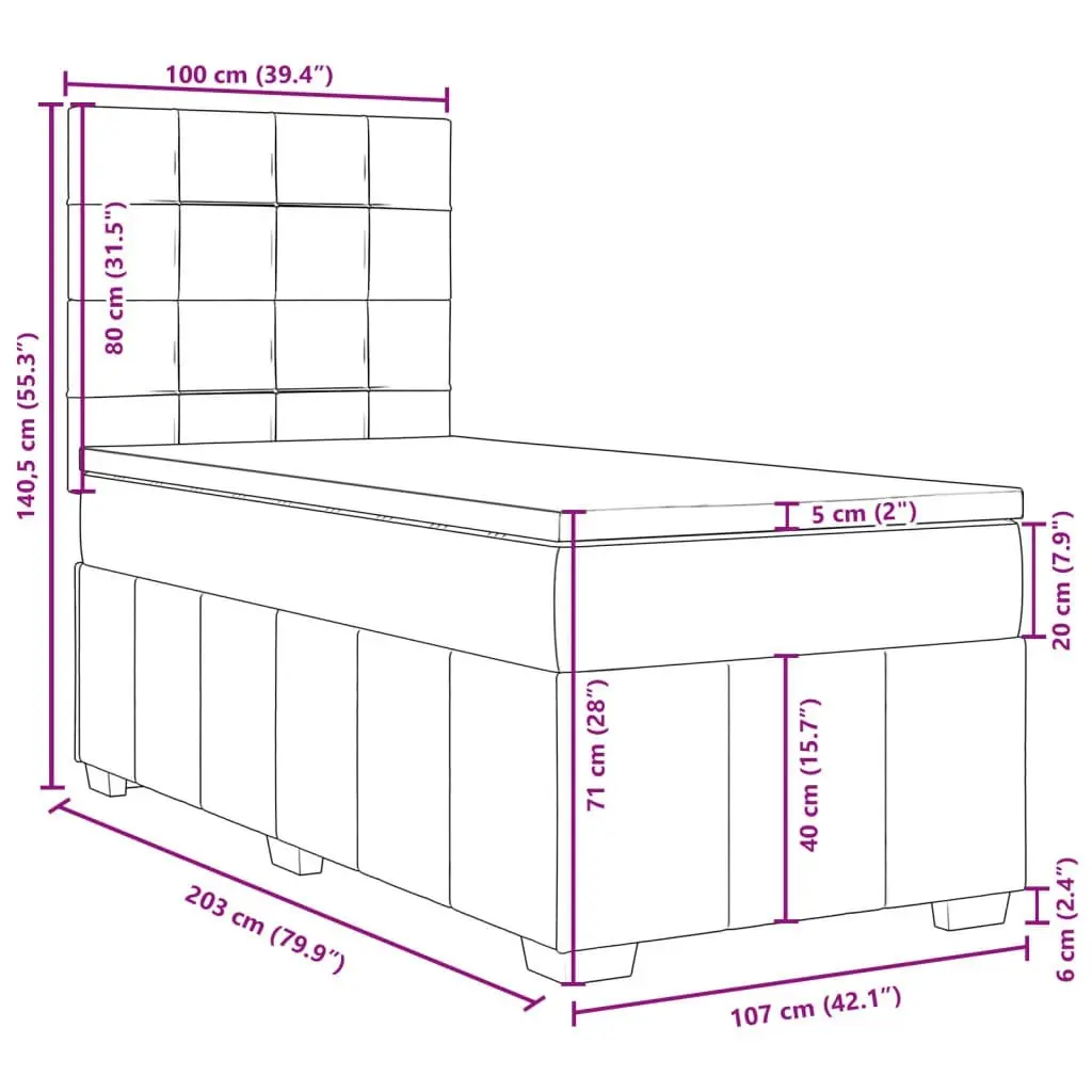 Box Spring Bed with Mattress Dark Grey King Single Fabric 3294154