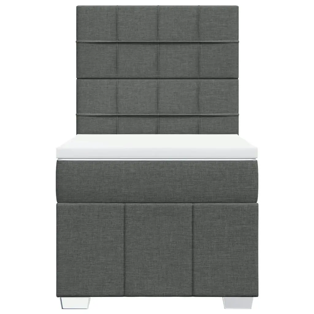 Box Spring Bed with Mattress Dark Grey King Single Fabric 3294154