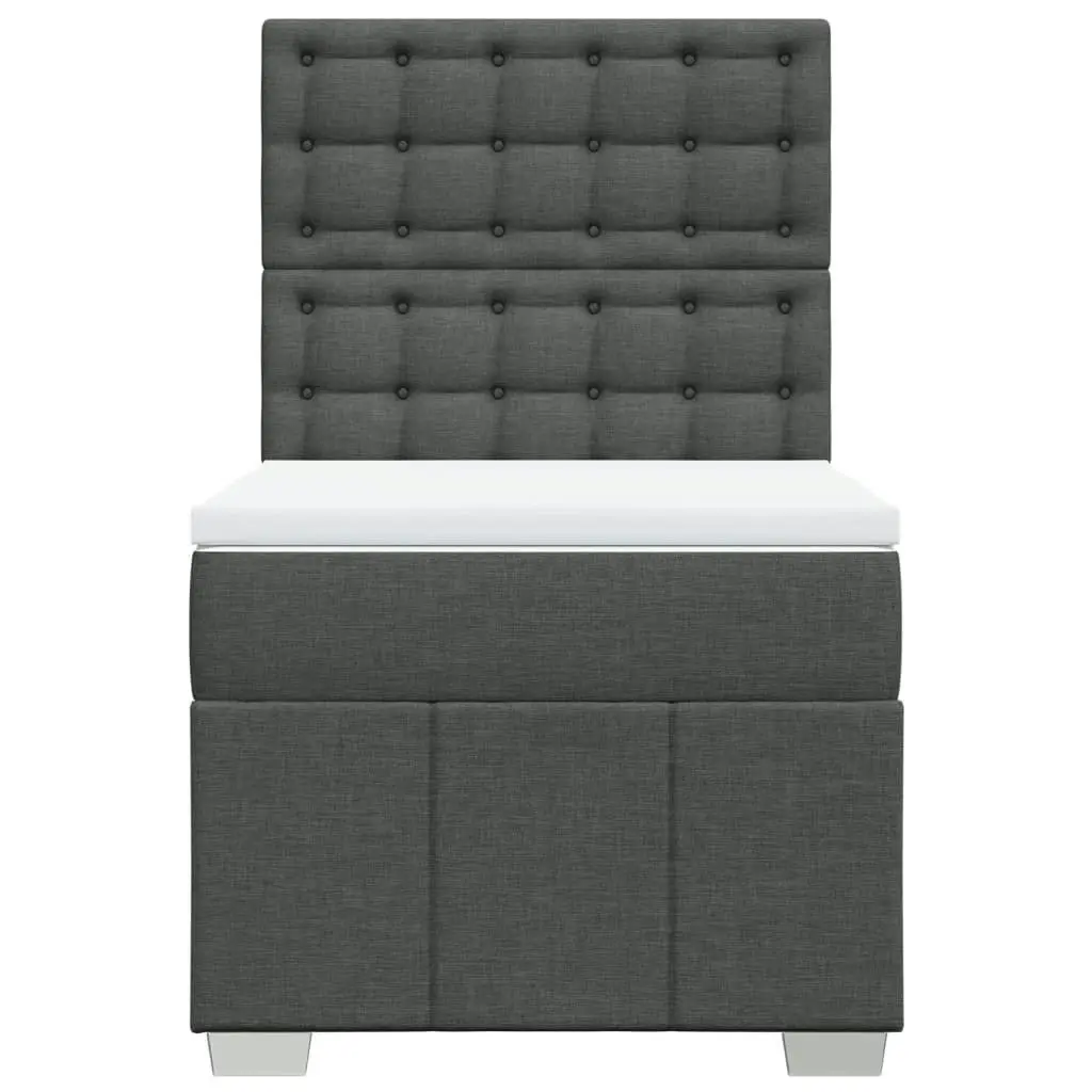 Box Spring Bed with Mattress Dark Grey King Single Fabric 3294158