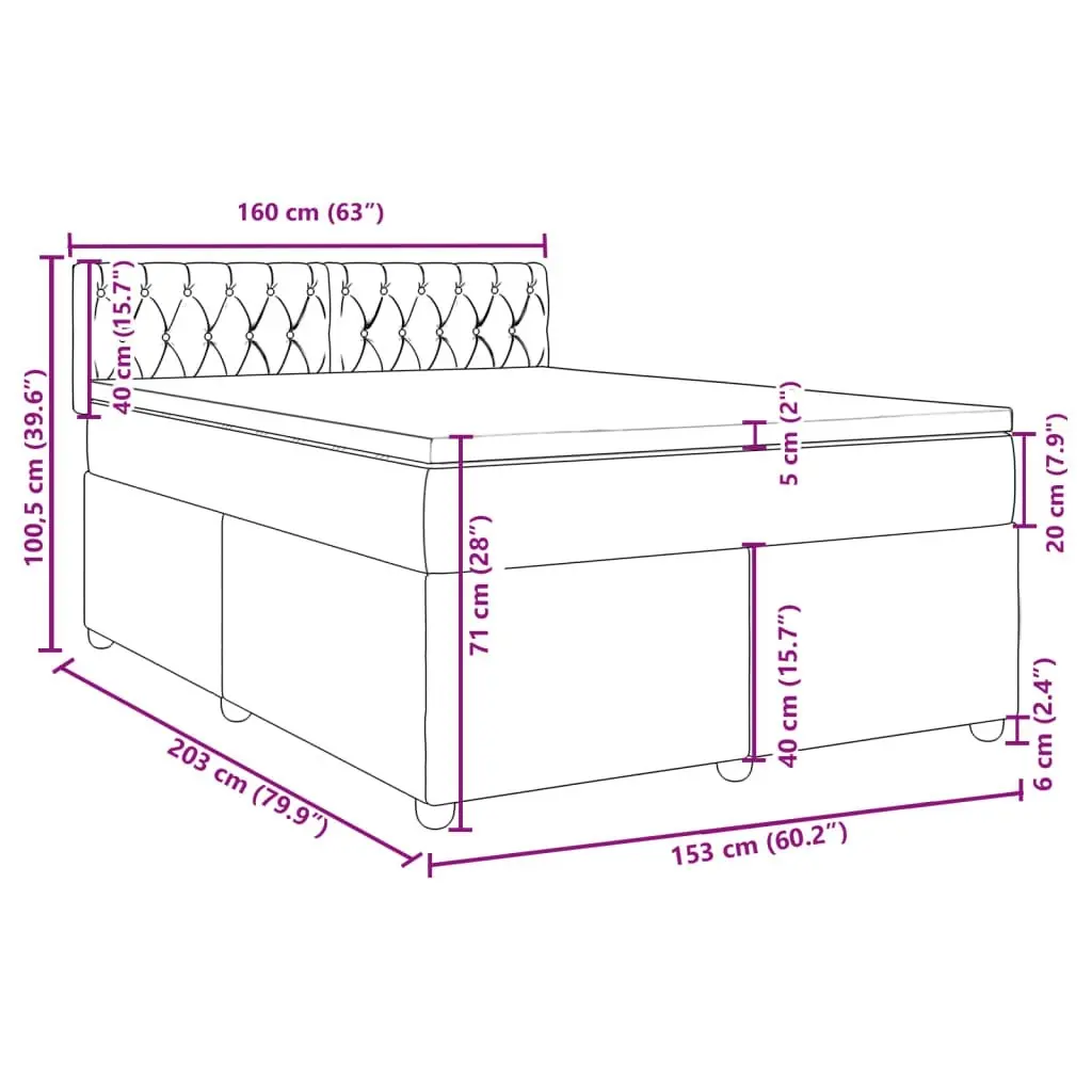 Box Spring Bed with Mattress Dark Grey Queen Fabric 3286092