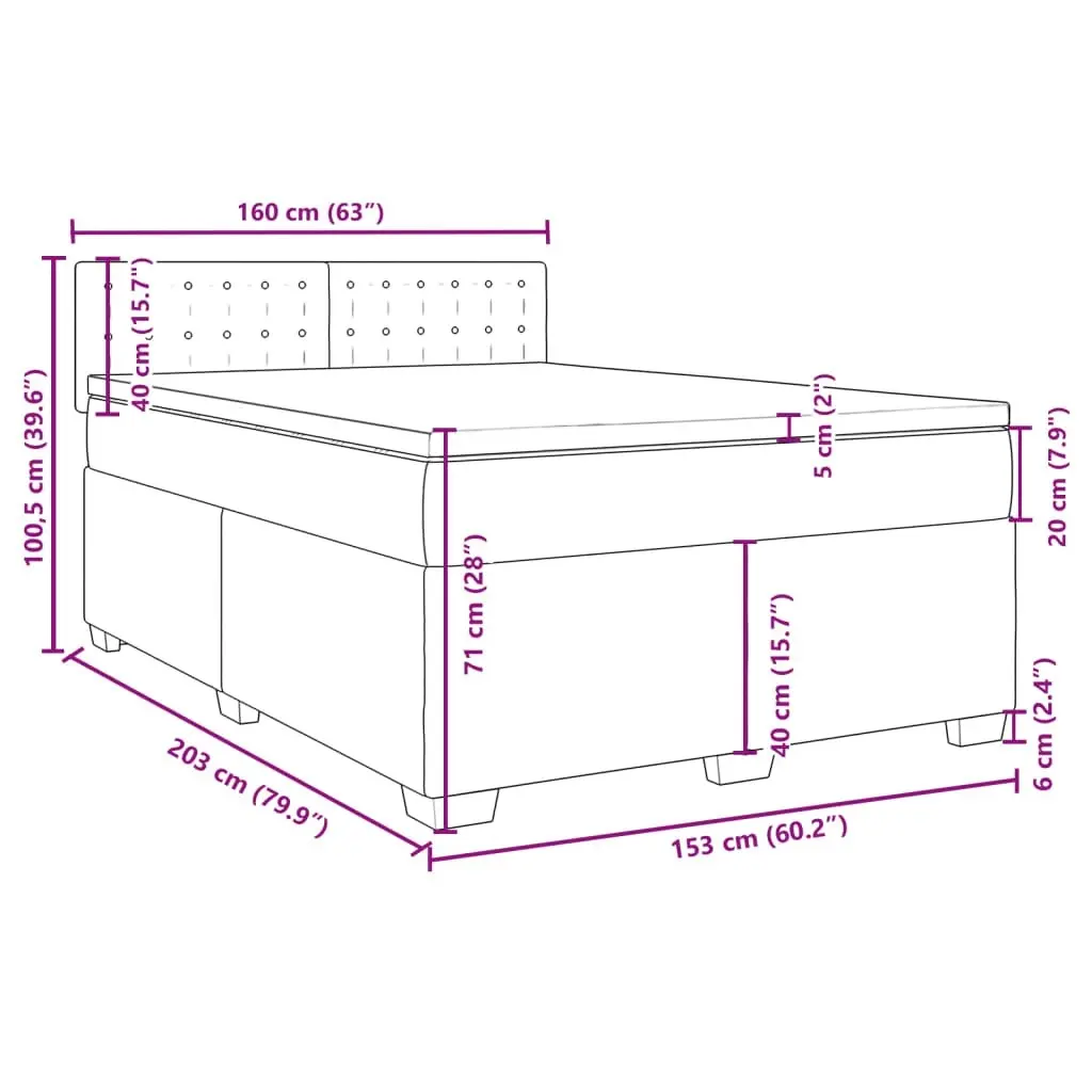 Box Spring Bed with Mattress Dark Grey Queen Fabric 3286094