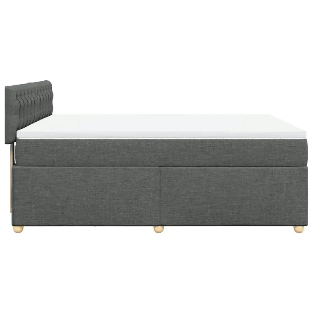 Box Spring Bed with Mattress Dark Grey Queen Fabric 3286884