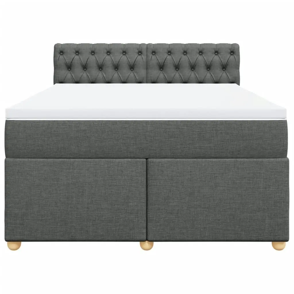 Box Spring Bed with Mattress Dark Grey Queen Fabric 3286884