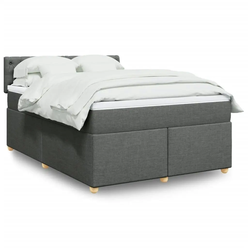 Box Spring Bed with Mattress Dark Grey Queen Fabric 3286884