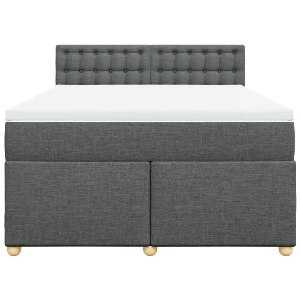 Box Spring Bed with Mattress Dark Grey Queen Fabric 3286886