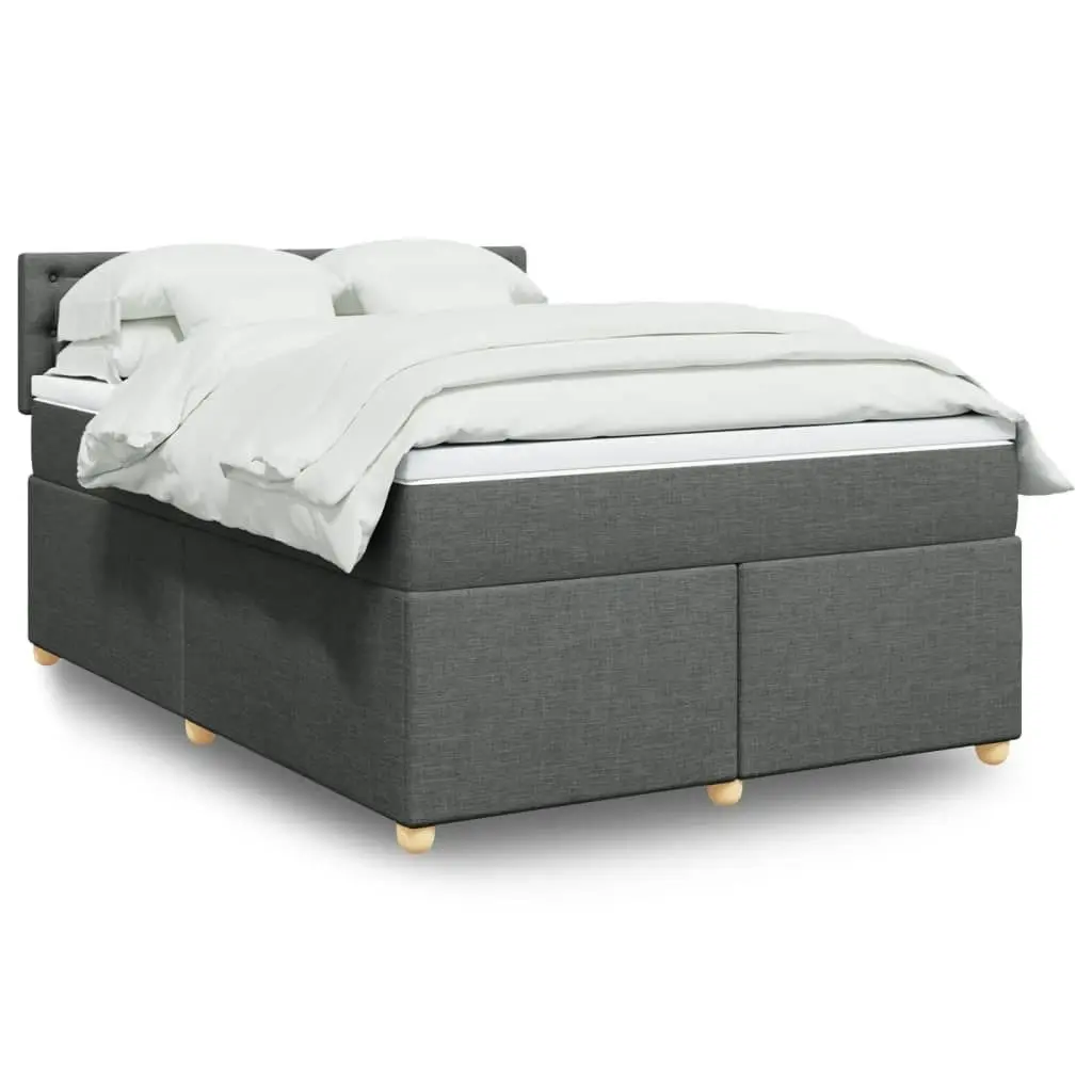 Box Spring Bed with Mattress Dark Grey Queen Fabric 3286886