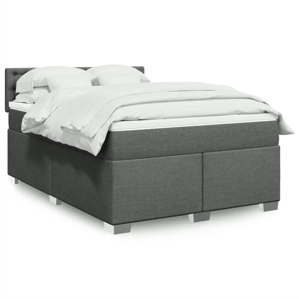 Box Spring Bed with Mattress Dark Grey Queen Fabric 3288394