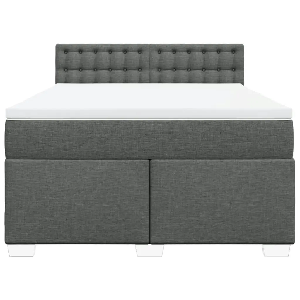 Box Spring Bed with Mattress Dark Grey Queen Fabric 3288394