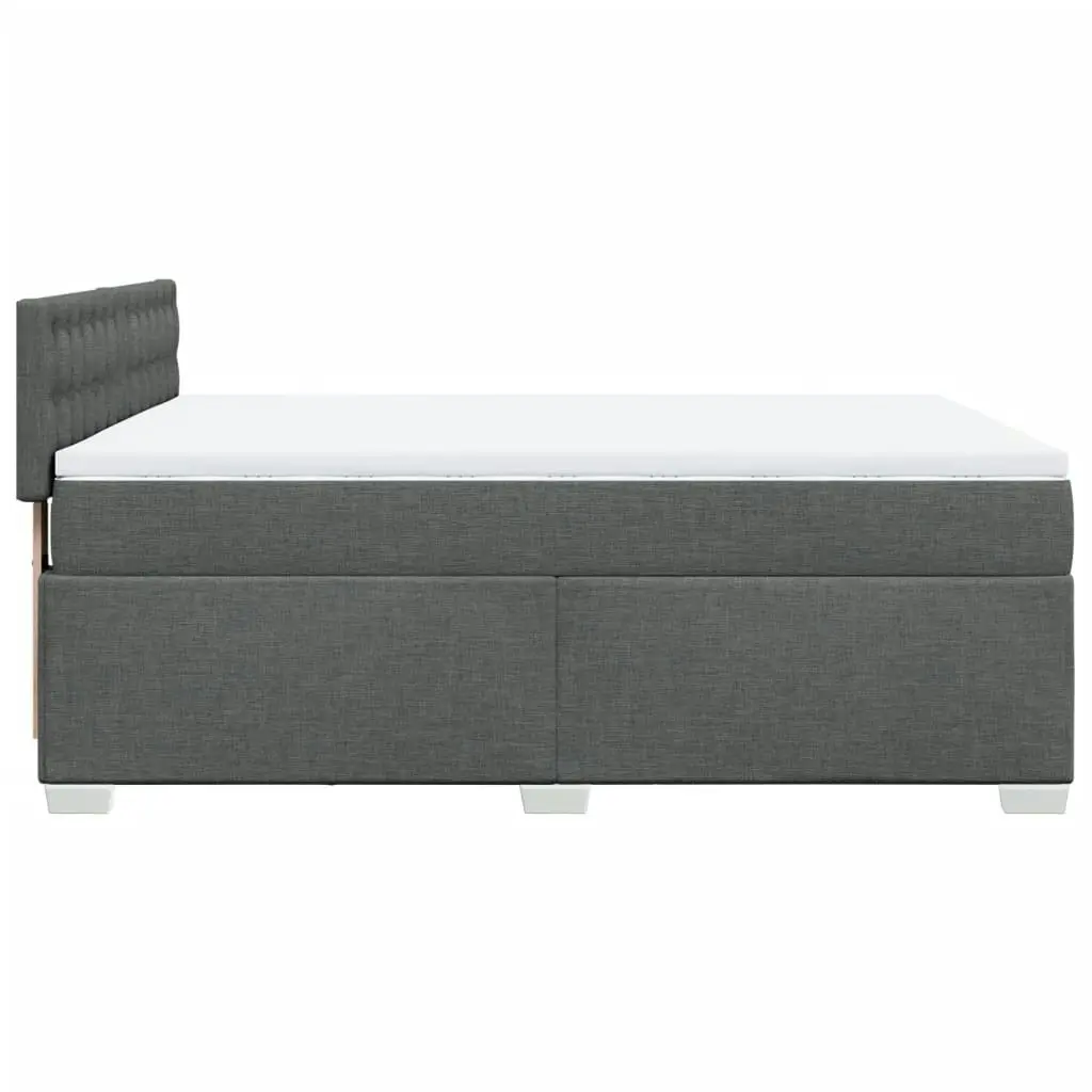 Box Spring Bed with Mattress Dark Grey Queen Fabric 3288394