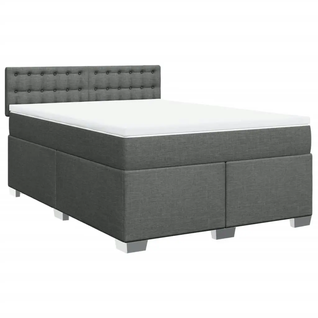 Box Spring Bed with Mattress Dark Grey Queen Fabric 3288394