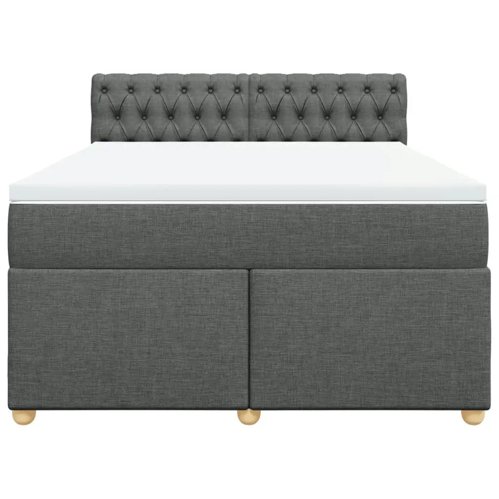 Box Spring Bed with Mattress Dark Grey Queen Fabric 3289184