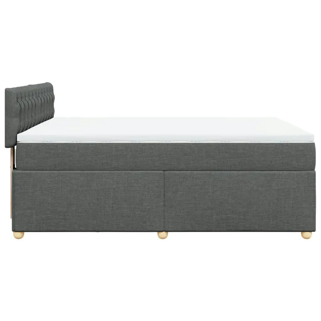 Box Spring Bed with Mattress Dark Grey Queen Fabric 3289184