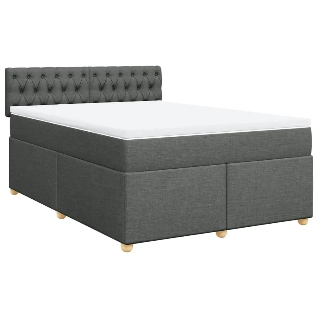 Box Spring Bed with Mattress Dark Grey Queen Fabric 3289184