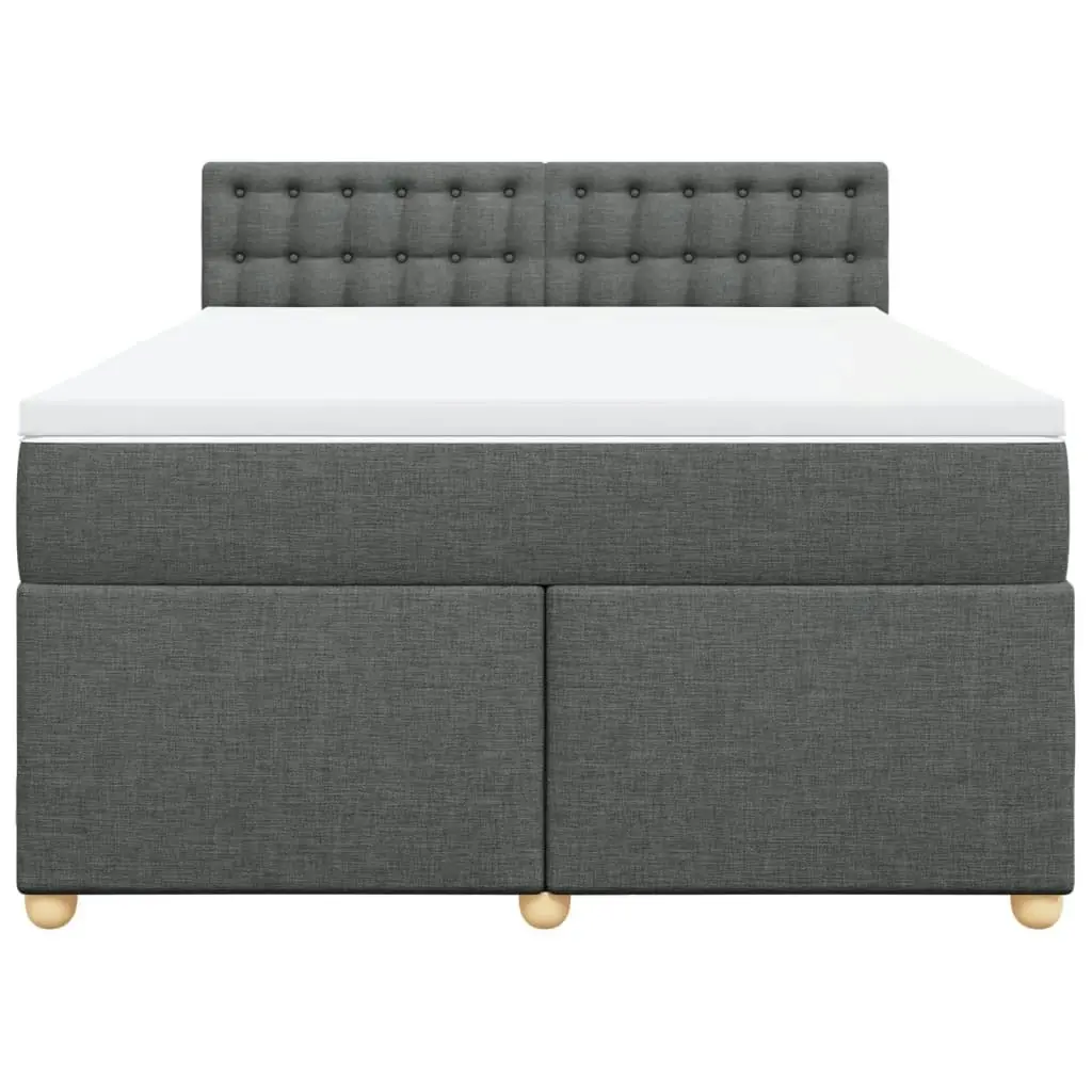 Box Spring Bed with Mattress Dark Grey Queen Fabric 3289186