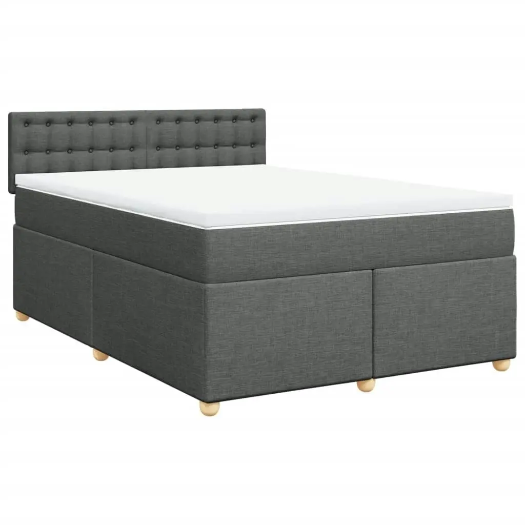 Box Spring Bed with Mattress Dark Grey Queen Fabric 3289186