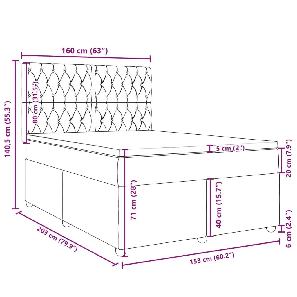 Box Spring Bed with Mattress Dark Grey Queen Fabric 3291484