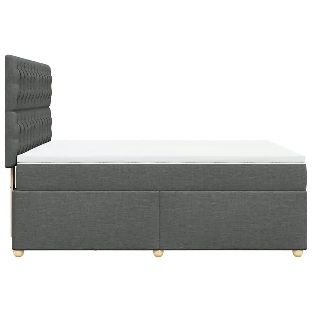 Box Spring Bed with Mattress Dark Grey Queen Fabric 3291484