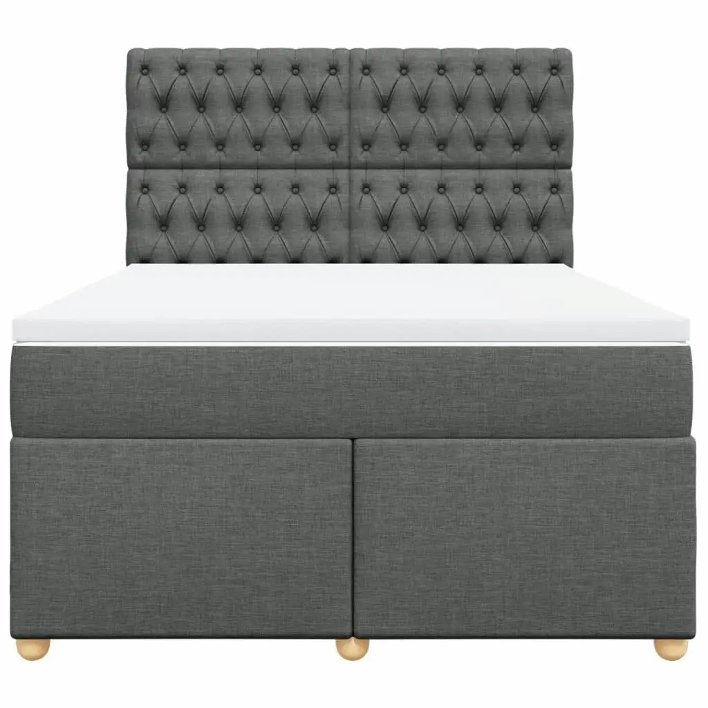 Box Spring Bed with Mattress Dark Grey Queen Fabric 3291484