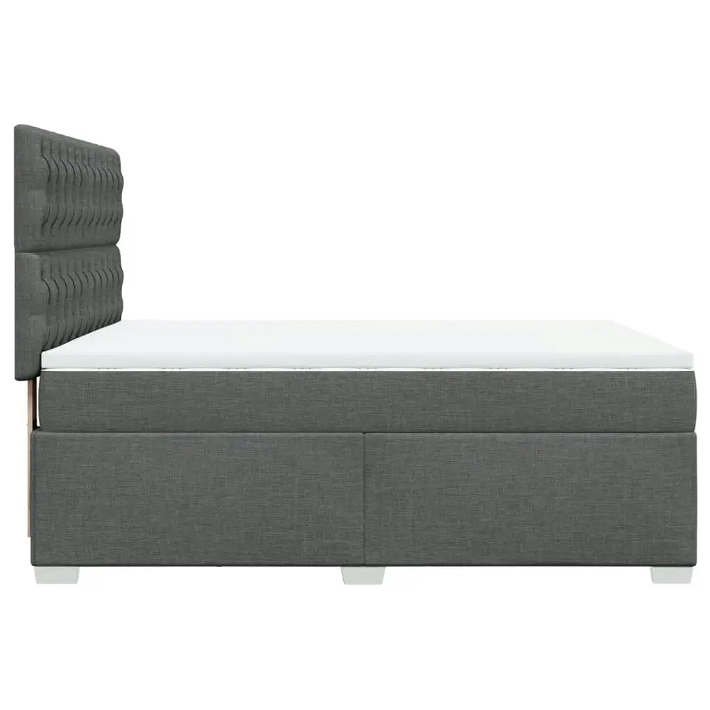 Box Spring Bed with Mattress Dark Grey Queen Fabric 3292992