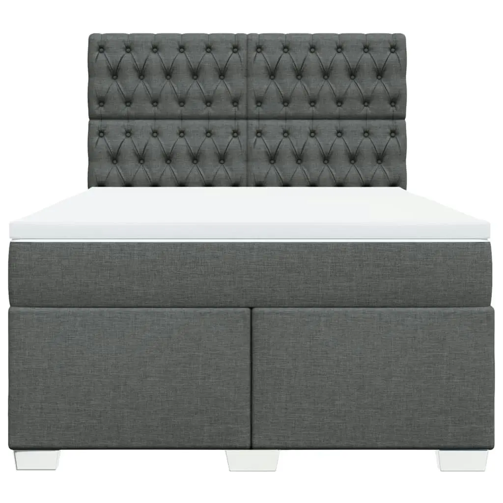 Box Spring Bed with Mattress Dark Grey Queen Fabric 3292992