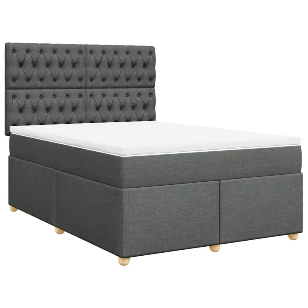 Box Spring Bed with Mattress Dark Grey Queen Fabric 3293784