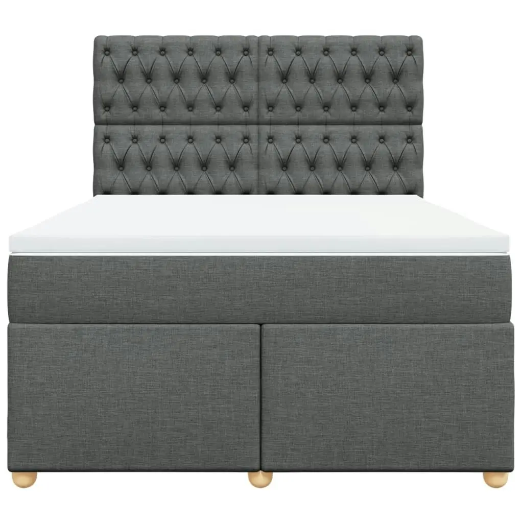 Box Spring Bed with Mattress Dark Grey Queen Fabric 3293784