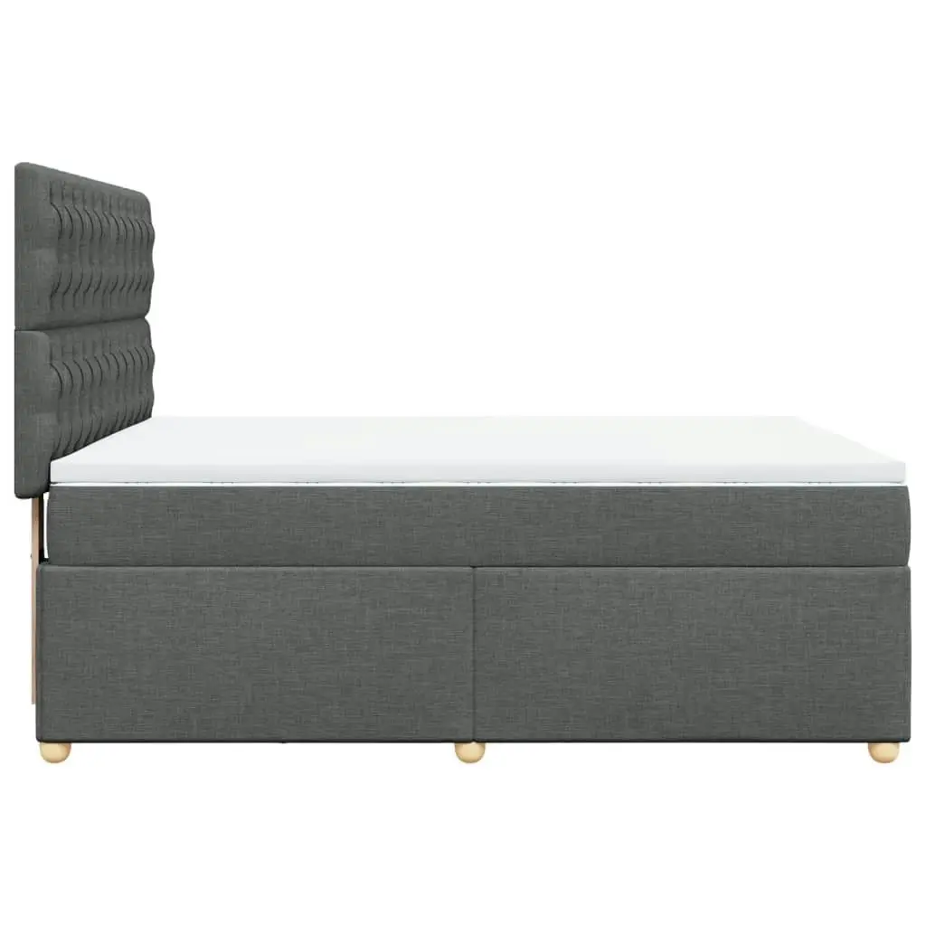 Box Spring Bed with Mattress Dark Grey Queen Fabric 3293784