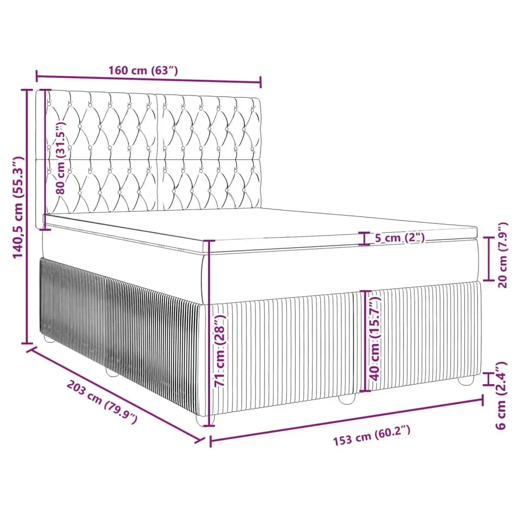 Box Spring Bed with Mattress Dark Grey Queen Fabric 3294872