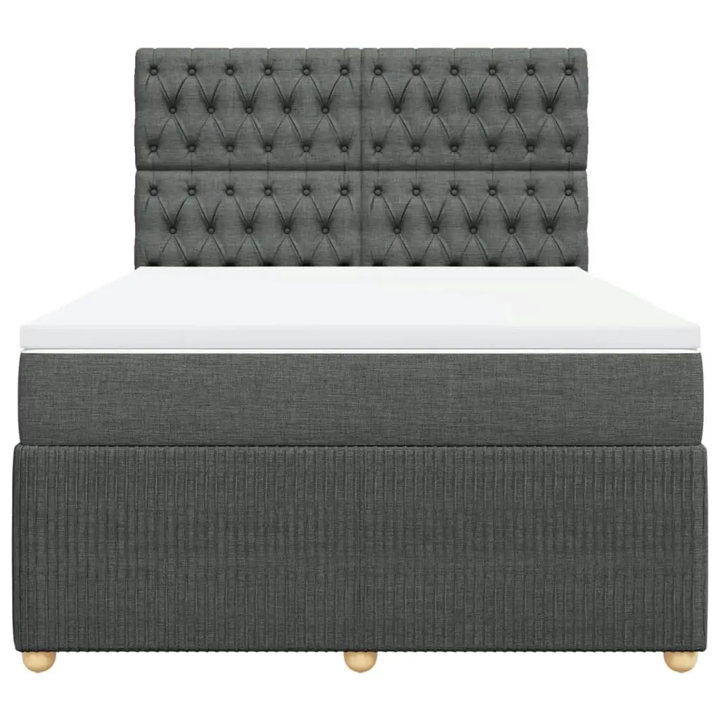 Box Spring Bed with Mattress Dark Grey Queen Fabric 3294872