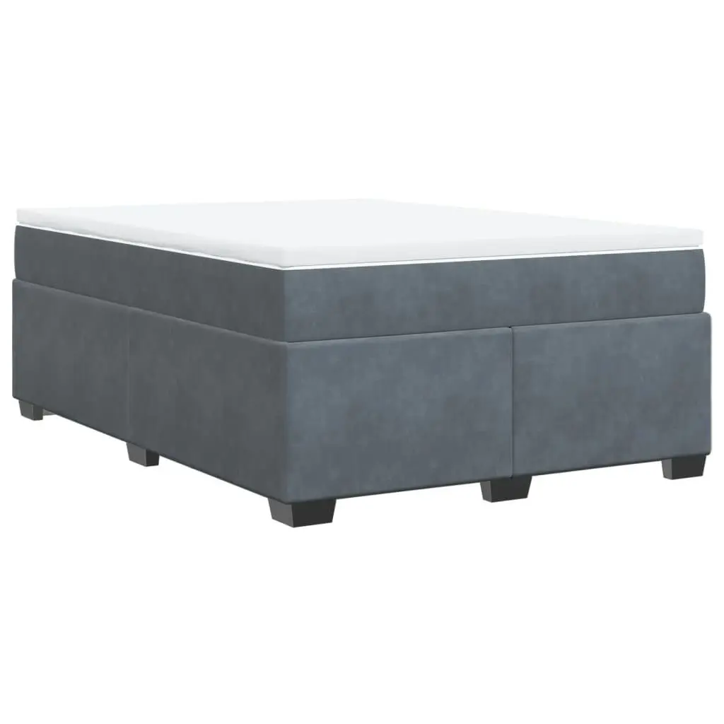 Box Spring Bed with Mattress Dark Grey Queen Velvet 3285329