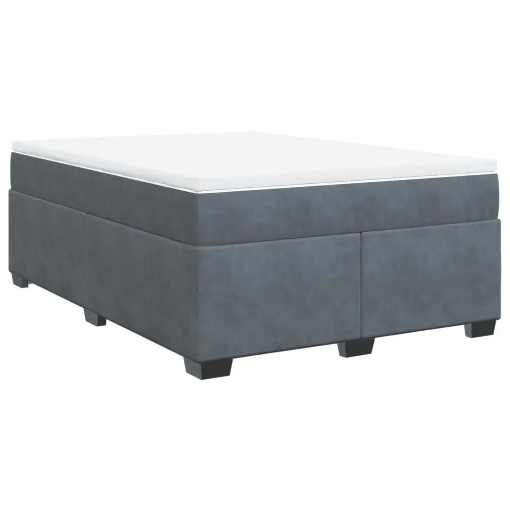 Box Spring Bed with Mattress Dark Grey Queen Velvet 3285329