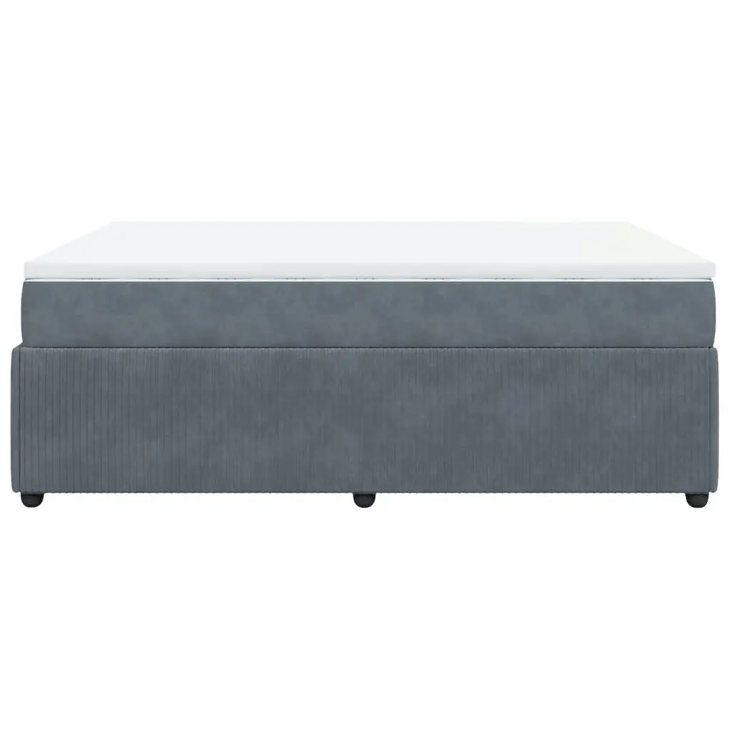 Box Spring Bed with Mattress Dark Grey Queen Velvet 3285706