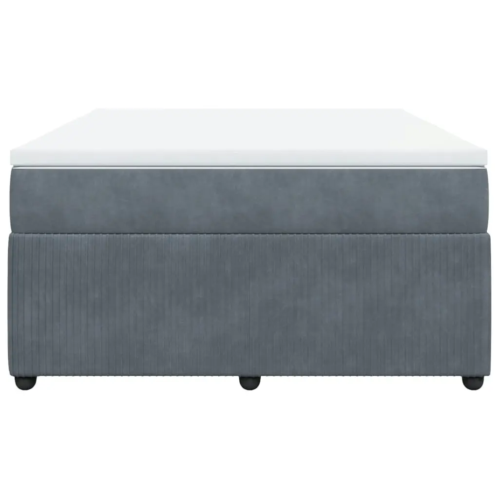 Box Spring Bed with Mattress Dark Grey Queen Velvet 3285706