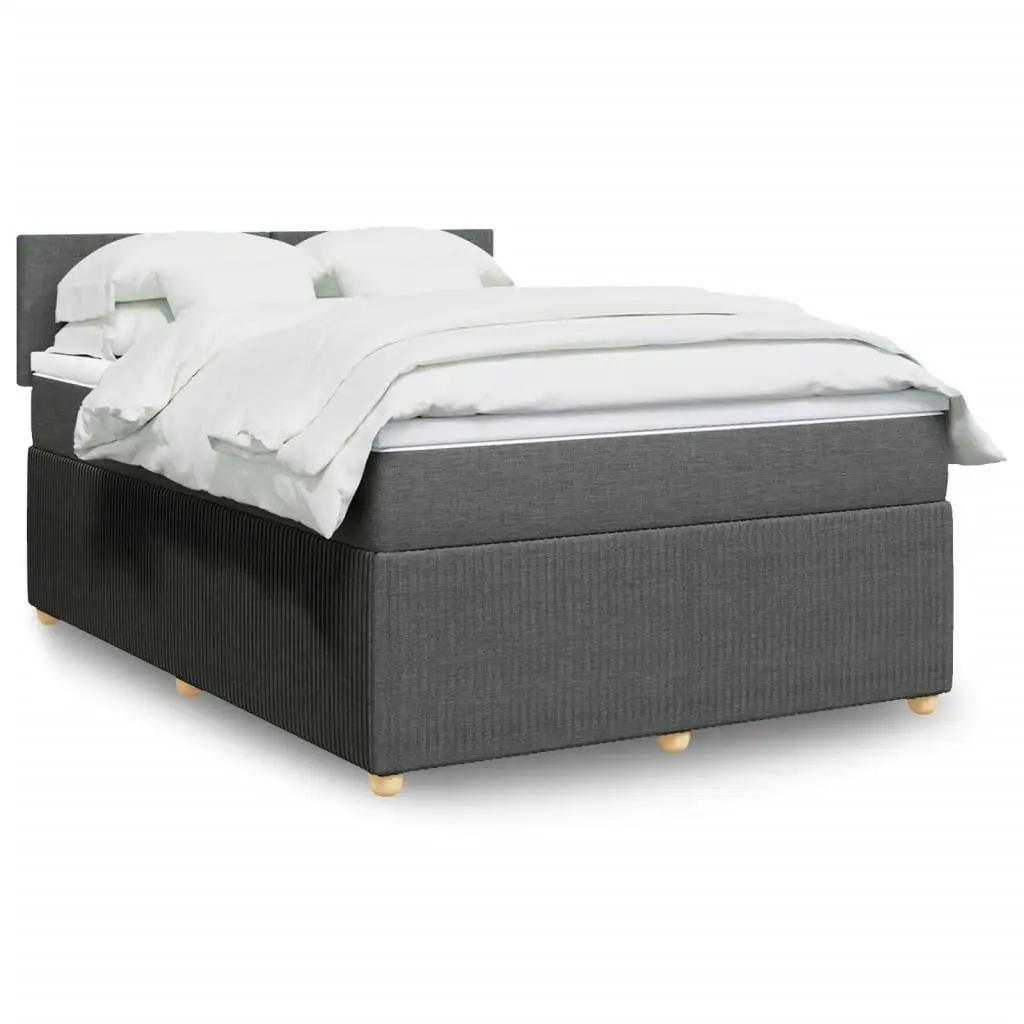 Box Spring Bed with Mattress Light Grey Double Fabric 3290260