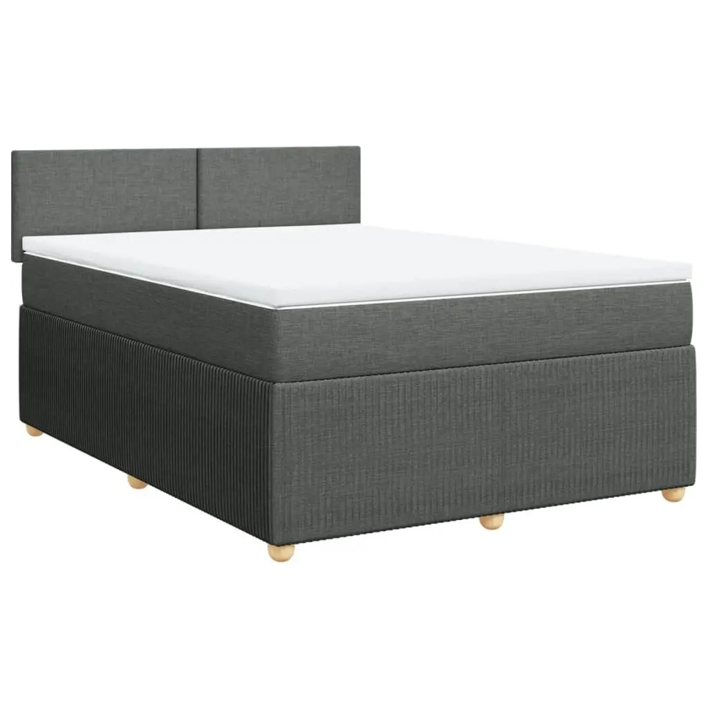 Box Spring Bed with Mattress Light Grey Double Fabric 3290260