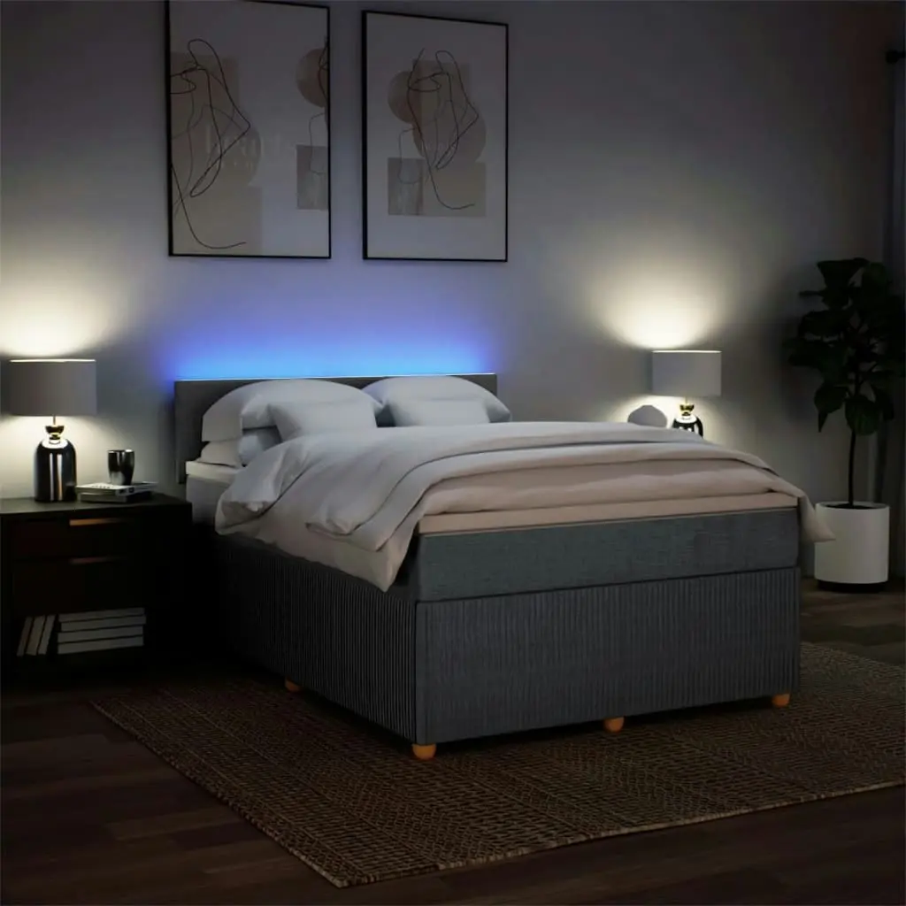 Box Spring Bed with Mattress Light Grey Double Fabric 3290262