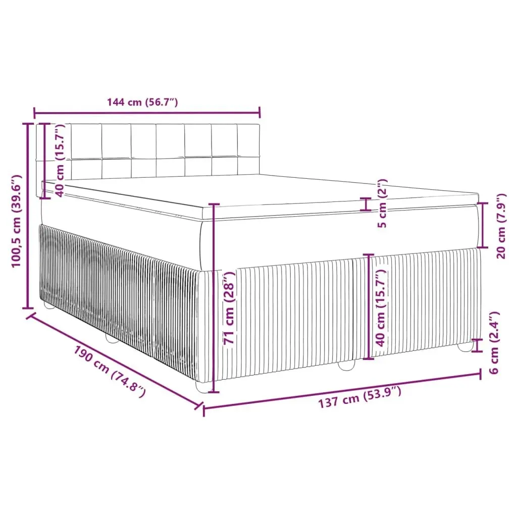 Box Spring Bed with Mattress Light Grey Double Fabric 3290262