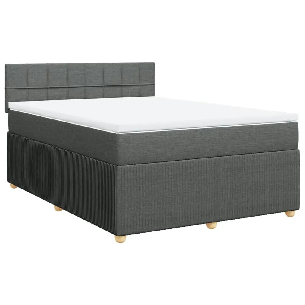 Box Spring Bed with Mattress Light Grey Double Fabric 3290262