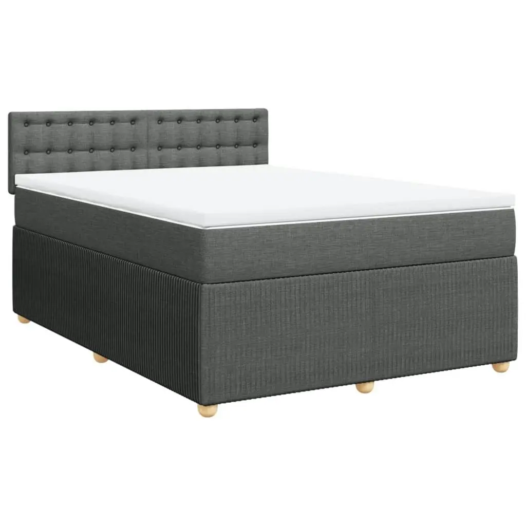 Box Spring Bed with Mattress Light Grey Queen Fabric 3290274