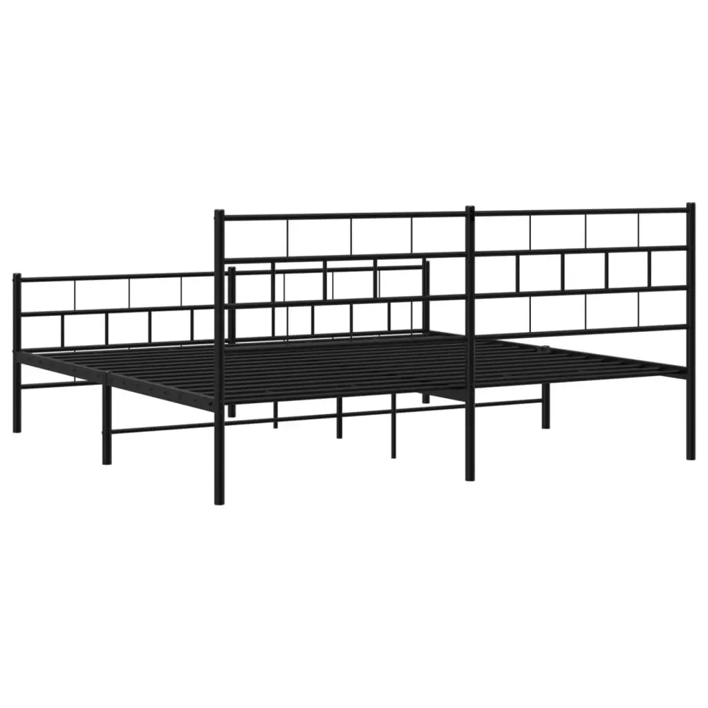 Metal Bed Frame without Mattress with Footboard Black 183x203 cm King 355681