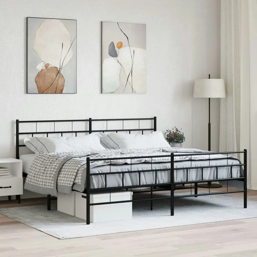 Metal Bed Frame without Mattress with Footboard Black 183x203 cm King 355681