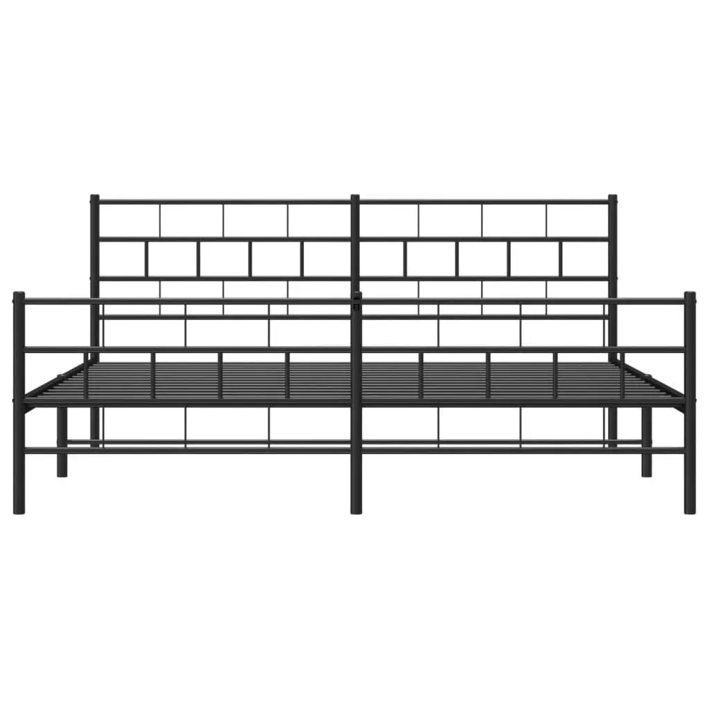 Metal Bed Frame without Mattress with Footboard Black 183x203 cm King 355681