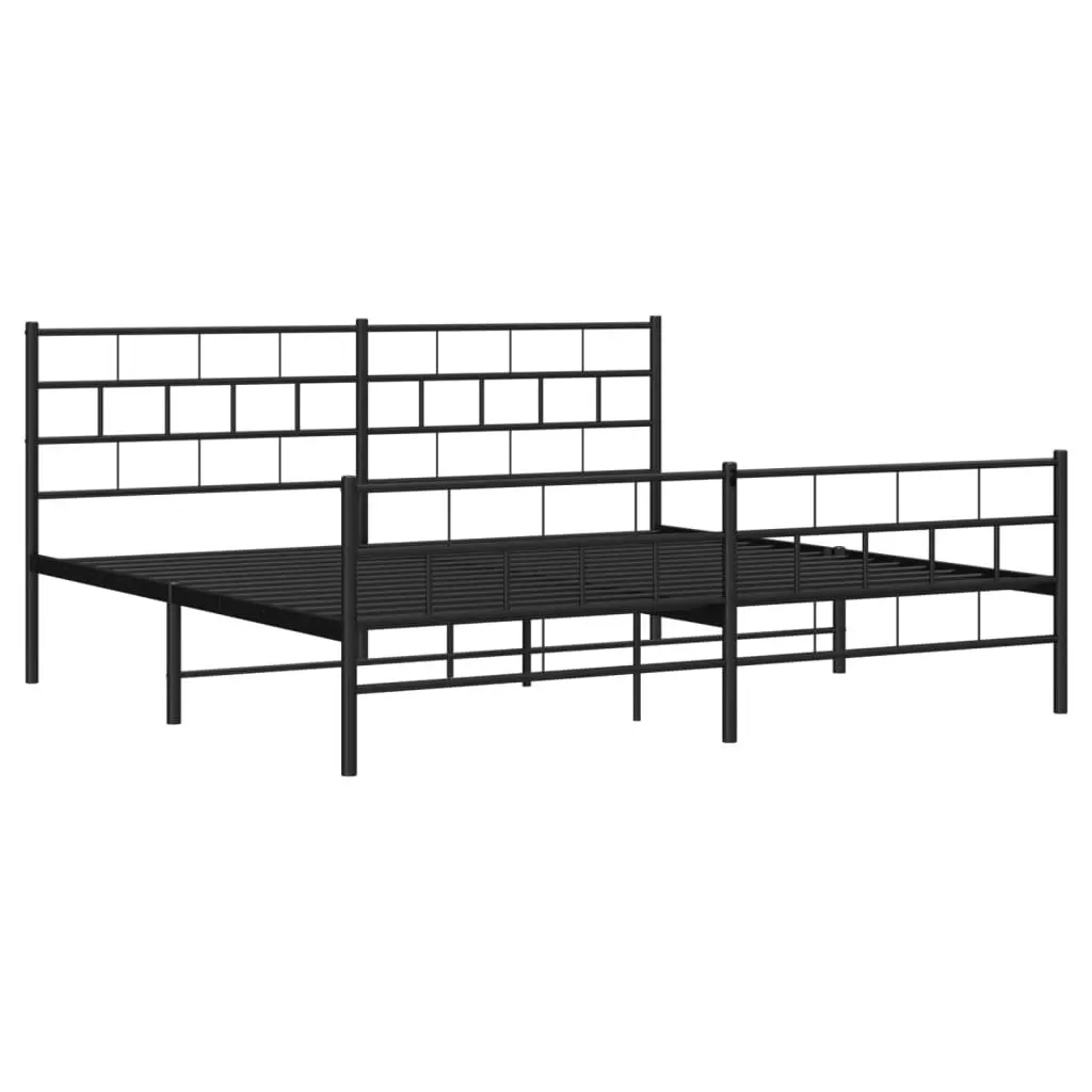 Metal Bed Frame without Mattress with Footboard Black 183x203 cm King 355681