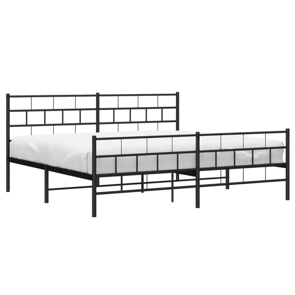 Metal Bed Frame without Mattress with Footboard Black 183x203 cm King 355681