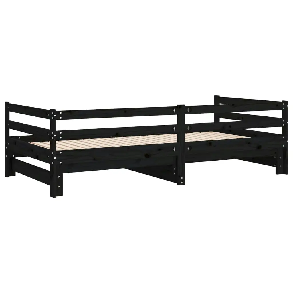 Pull-out Day Bed without Mattress Black 2x(90x190) cm 814658