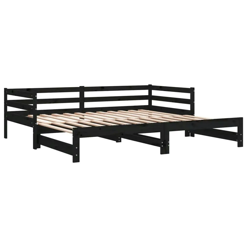 Pull-out Day Bed without Mattress Black 2x(90x190) cm 814658