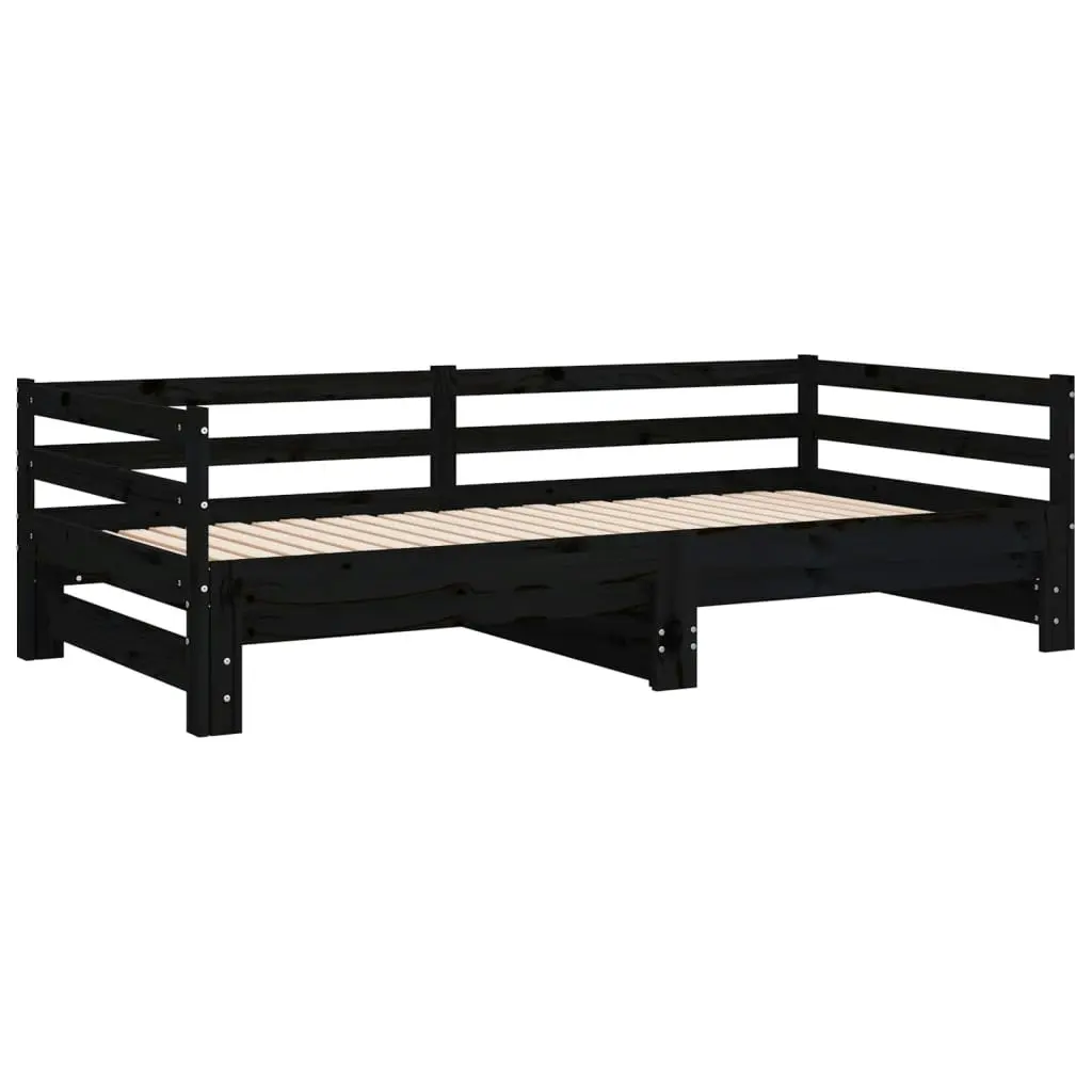 Pull-out Day Bed without Mattress Black 2x(90x190) cm 814658