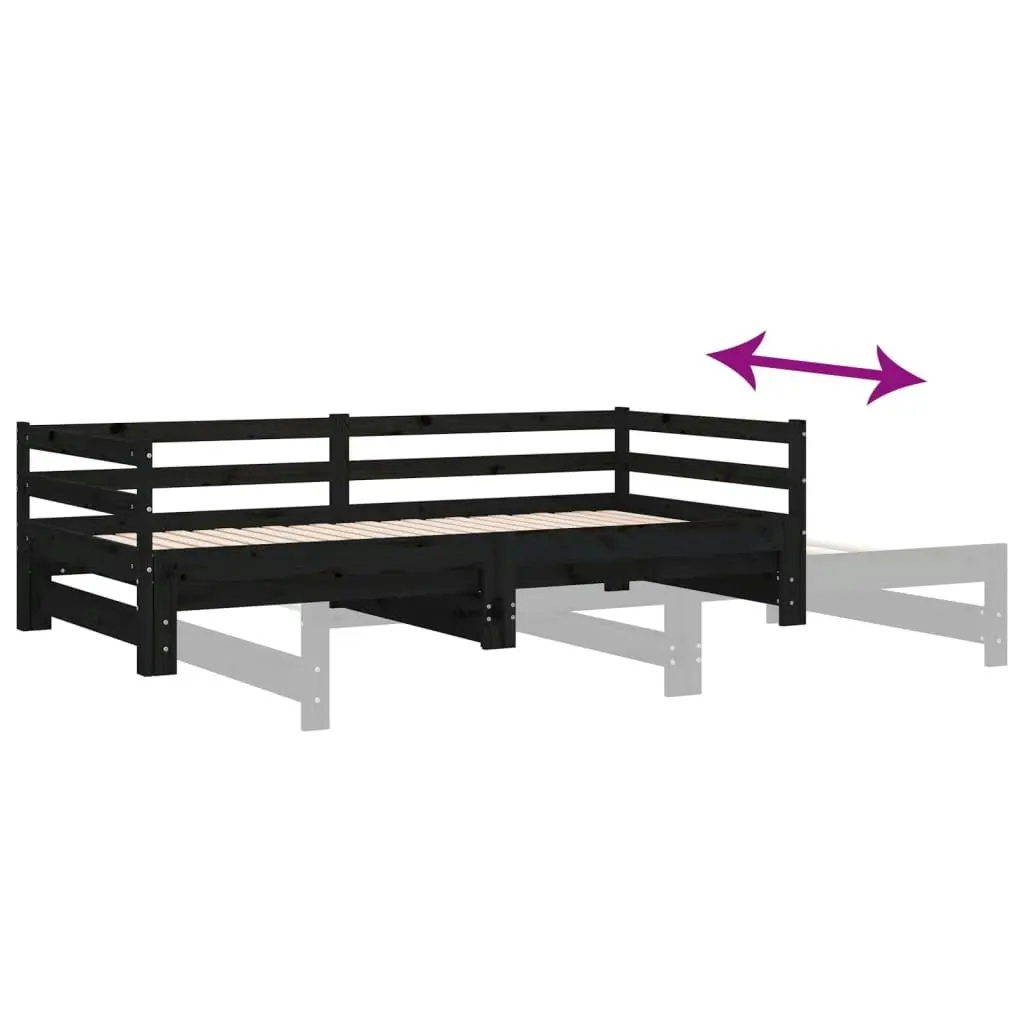 Pull-out Day Bed without Mattress Black 2x(90x190) cm 814658