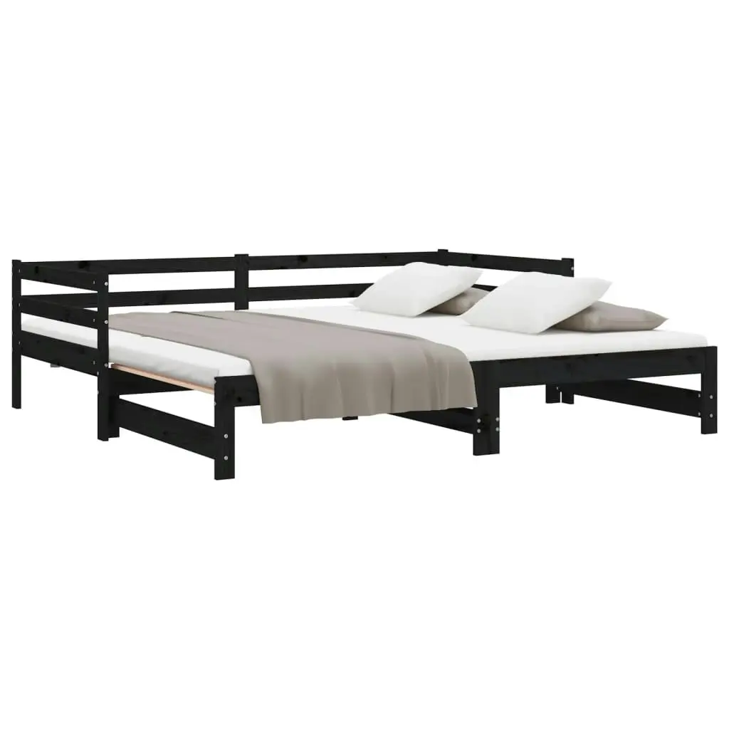 Pull-out Day Bed without Mattress Black 2x(90x190) cm 814658