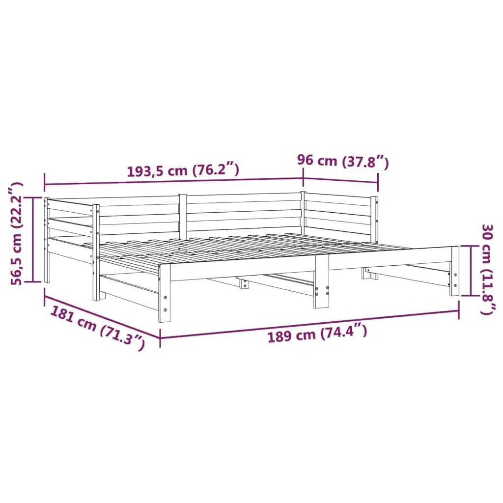 Pull-out Day Bed without Mattress Black 2x(90x190) cm 814658